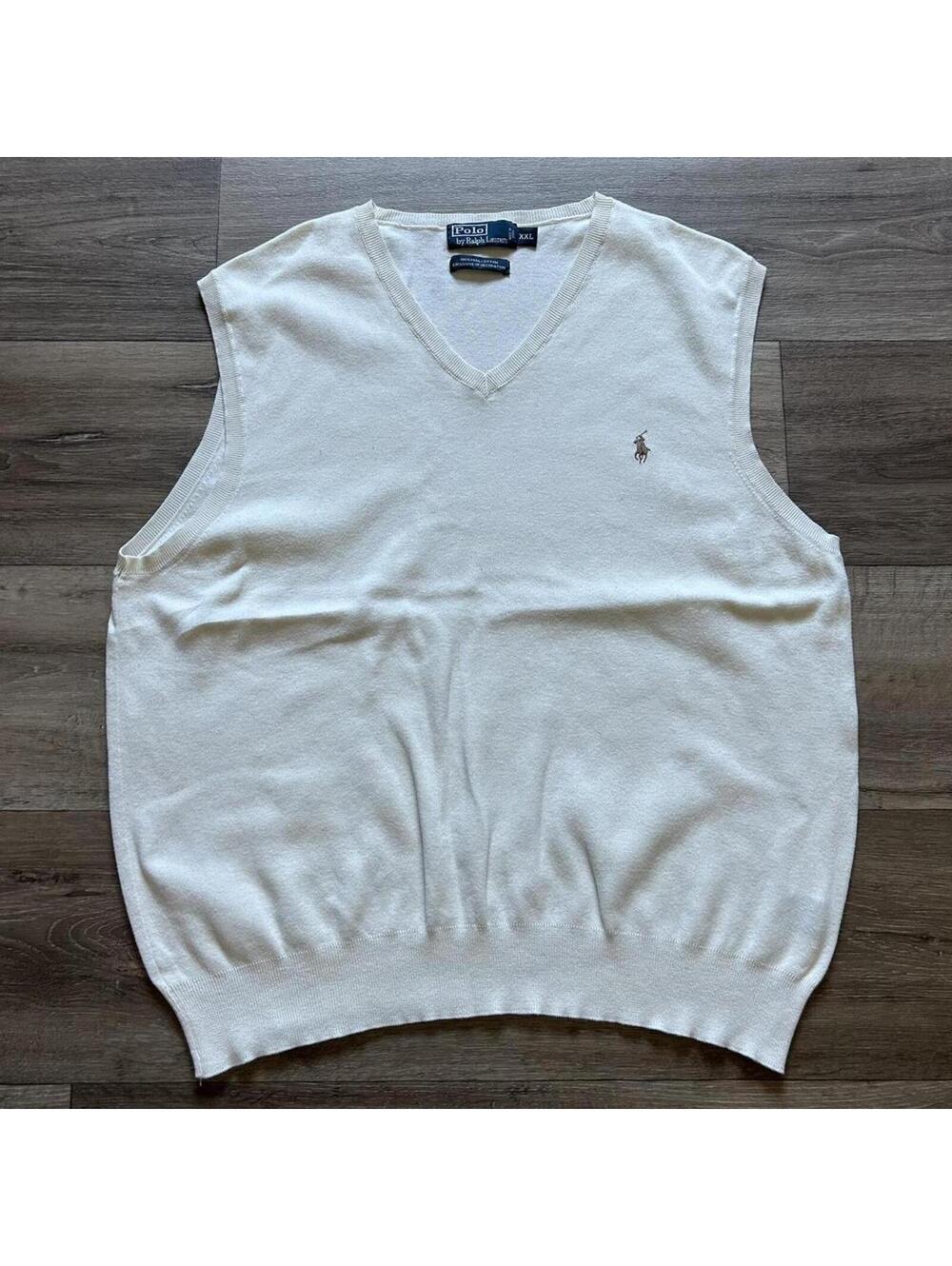 Vintage 90’s Polo Ralph Lauren cream sweater vest Size XXL